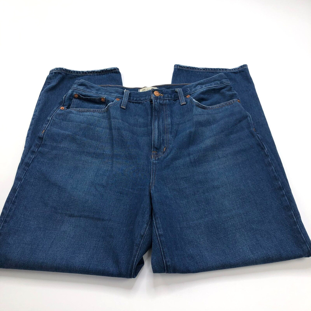 Madewell Baggy Straight Jeans 32 (Fits 34W 31L) High Rise Distressed Denim